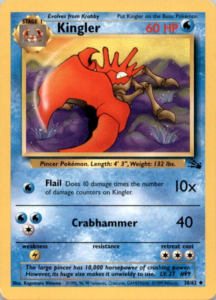 Kingler Uncommon Fossil 38/62 NM 38/62 FO