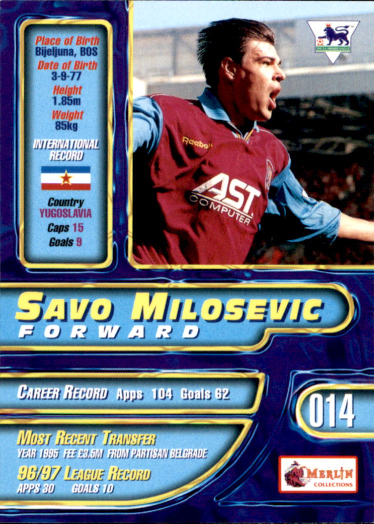 1997-98 Merlin Premier Gold #14 Savo Milosevic
