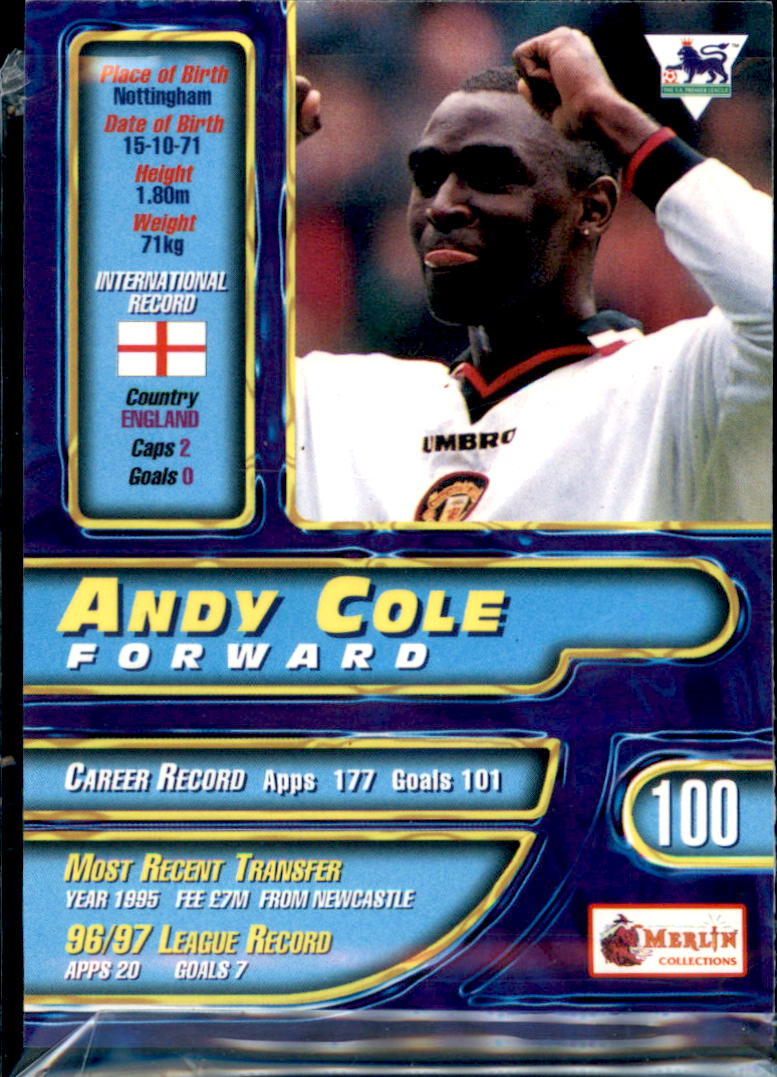 1997-98 Merlin Premier Gold #100 Andy Cole