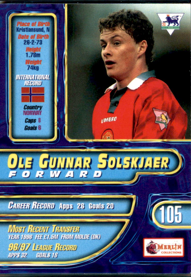 1997-98 Merlin Premier Gold #105 Ole Gunnar Solskjaer