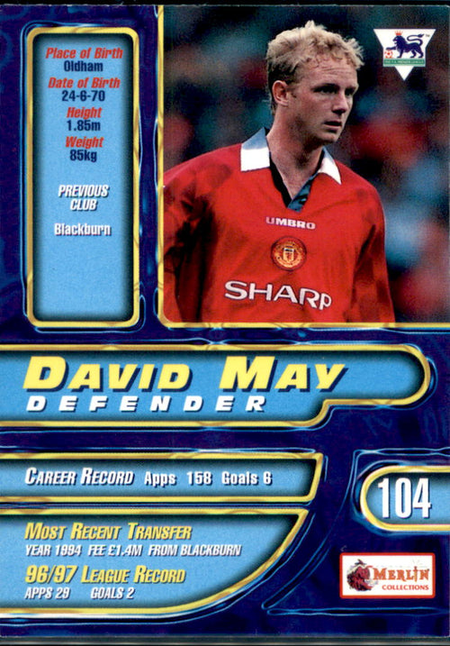 1997-98 Merlin Premier Gold #104 David May