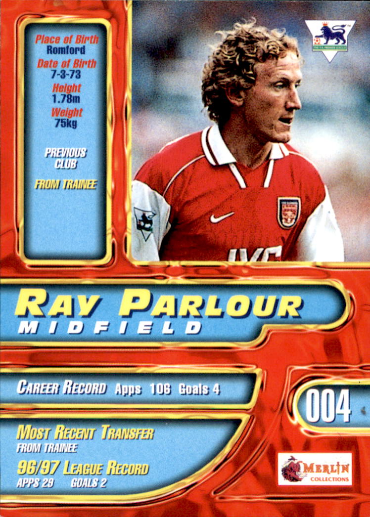 1997-98 Merlin Premier Gold #4 Ray Parlour