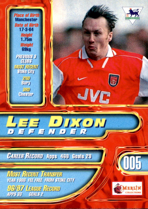 1997-98 Merlin Premier Gold #5 Lee Dixon