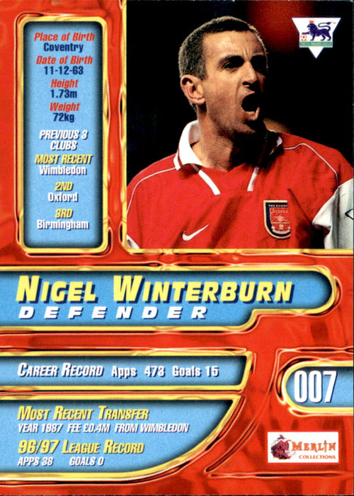1997-98 Merlin Premier Gold #7 Nigel Winterburn