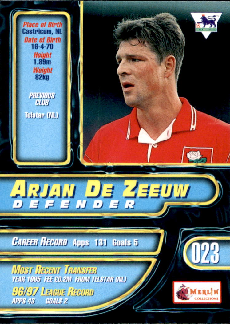 1997-98 Merlin Premier Gold #23 Arjan De Zeeuw