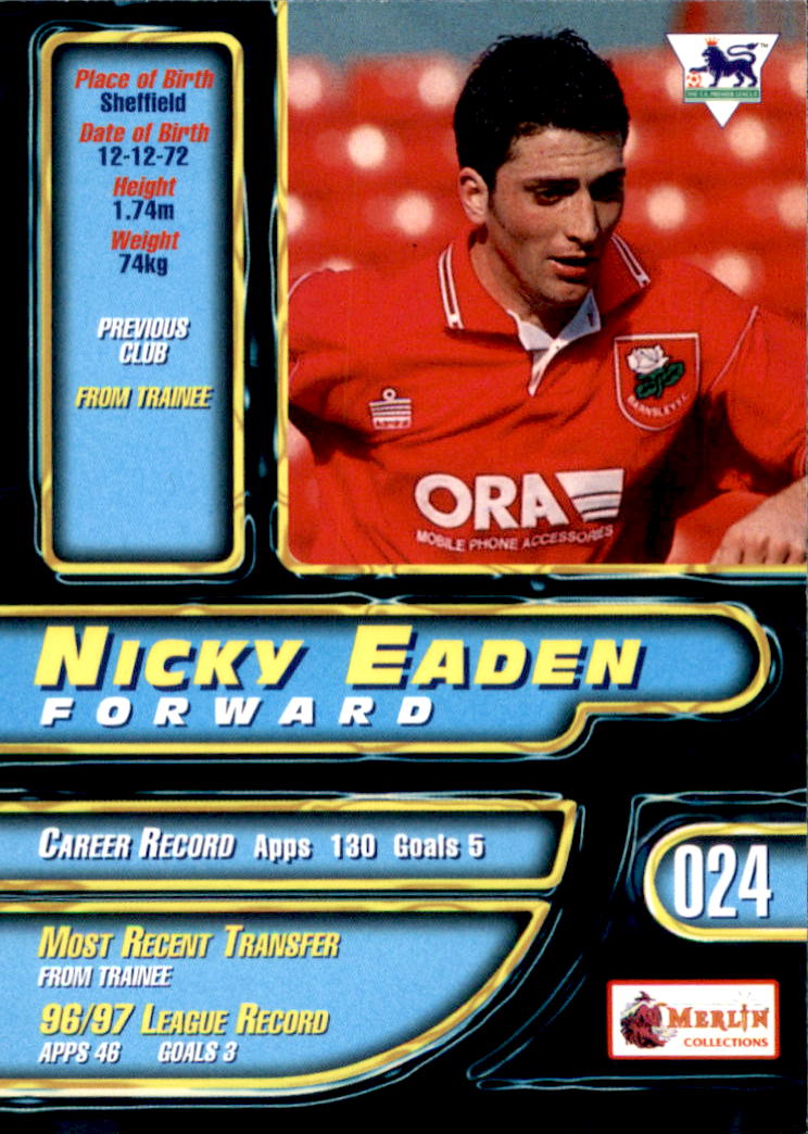 1997-98 Merlin Premier Gold #24 Nicky Eaden