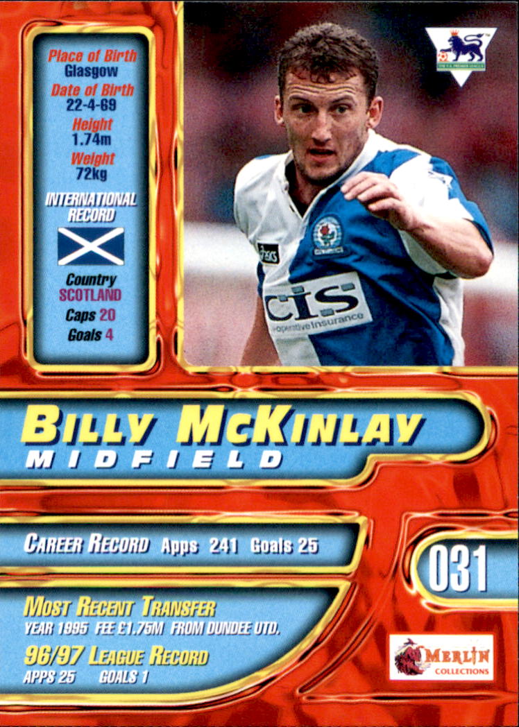 1997-98 Merlin Premier Gold #31 Billy McKinlay