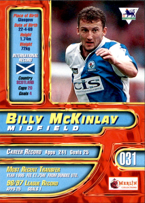 1997-98 Merlin Premier Gold #31 Billy McKinlay