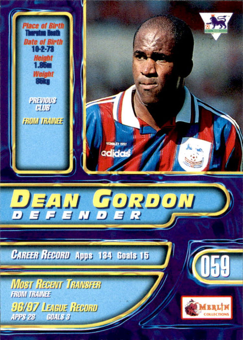 1997-98 Merlin Premier Gold #59 Dean Gordon