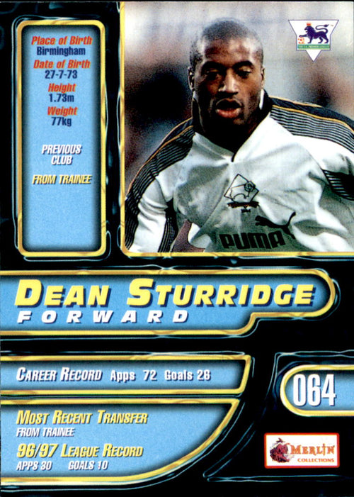 1997-98 Merlin Premier Gold #64 Dean Sturridge