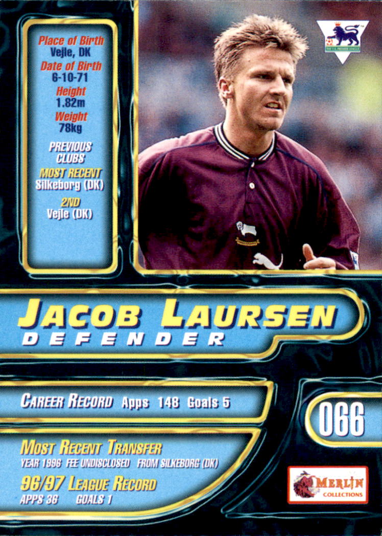 1997-98 Merlin Premier Gold #66 Jacob Laursen