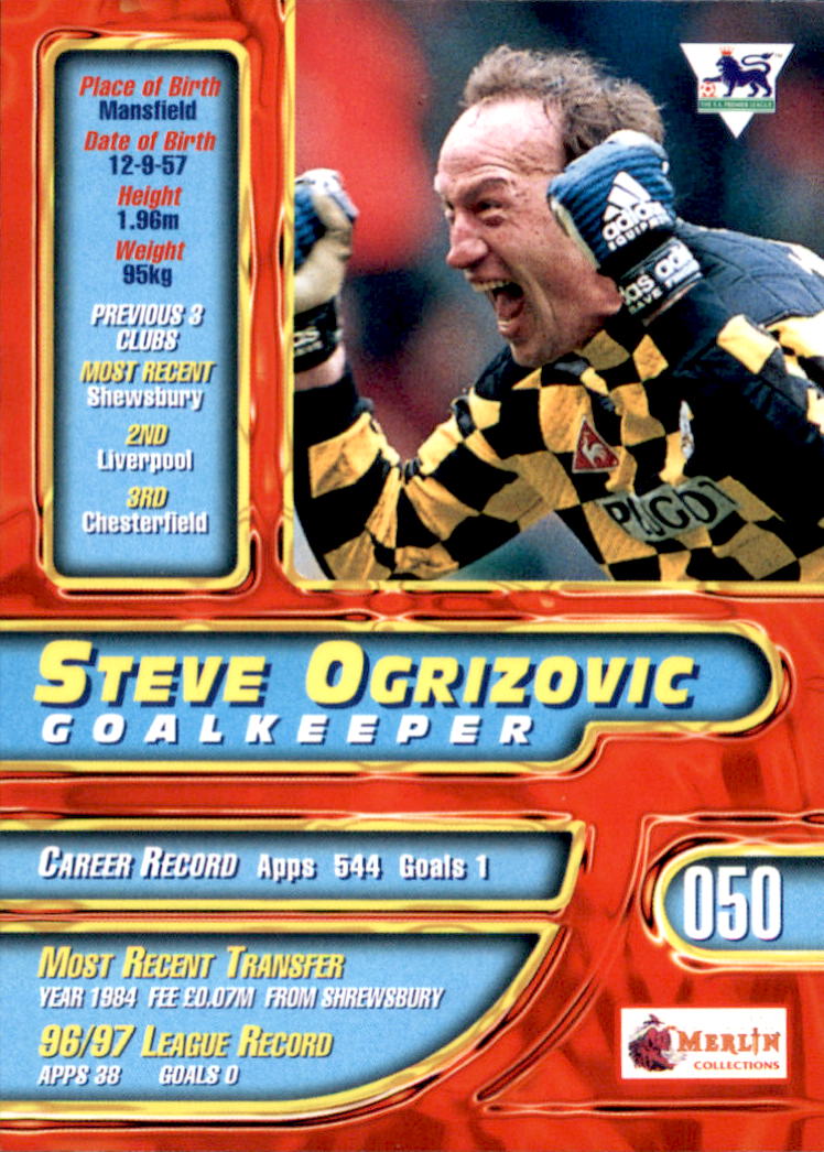 1997-98 Merlin Premier Gold #50 Steve Ogrizovic