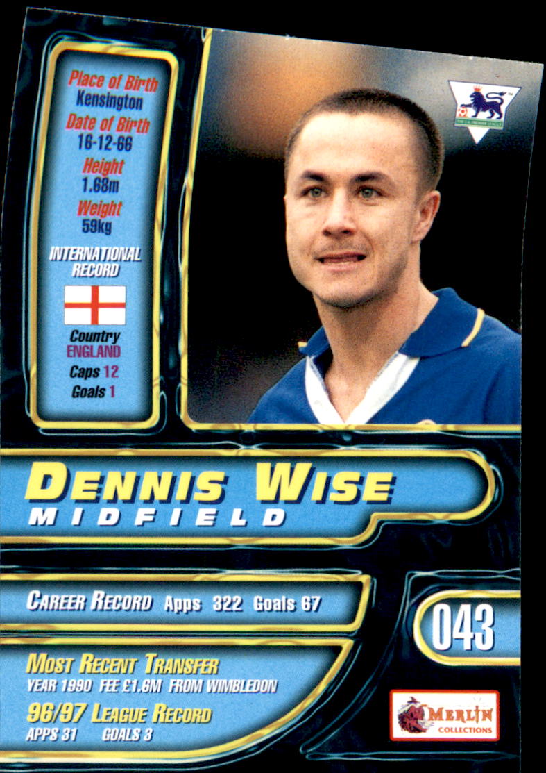 1997-98 Merlin Premier Gold #43 Dennis Wise