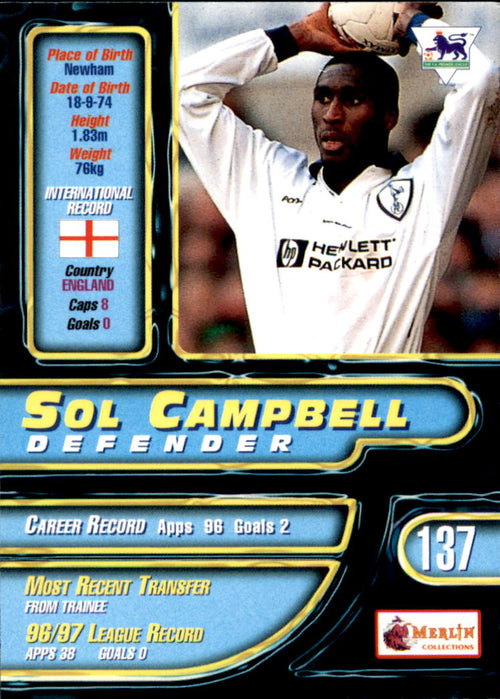 1997-98 Merlin Premier Gold #137 Sol Campbell