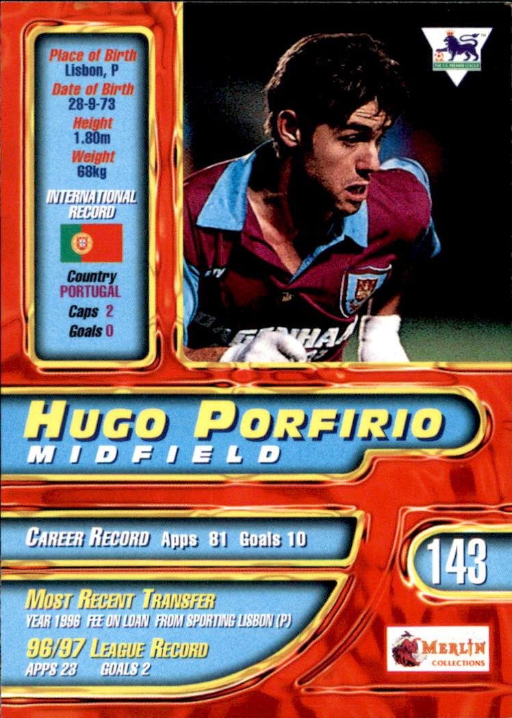 1997-98 Merlin Premier Gold #143 Hugo Porfirio