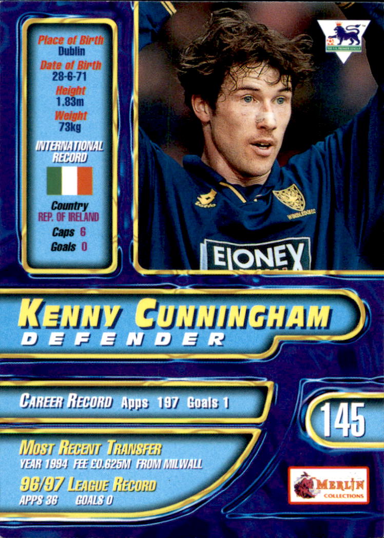 1997-98 Merlin Premier Gold #145 Kenny Cunningham