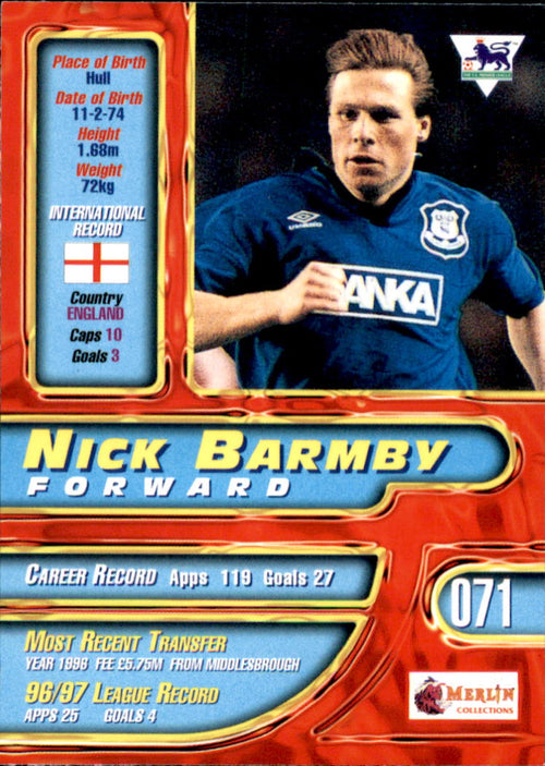 1997-98 Merlin Premier Gold #71 Nick Barmby