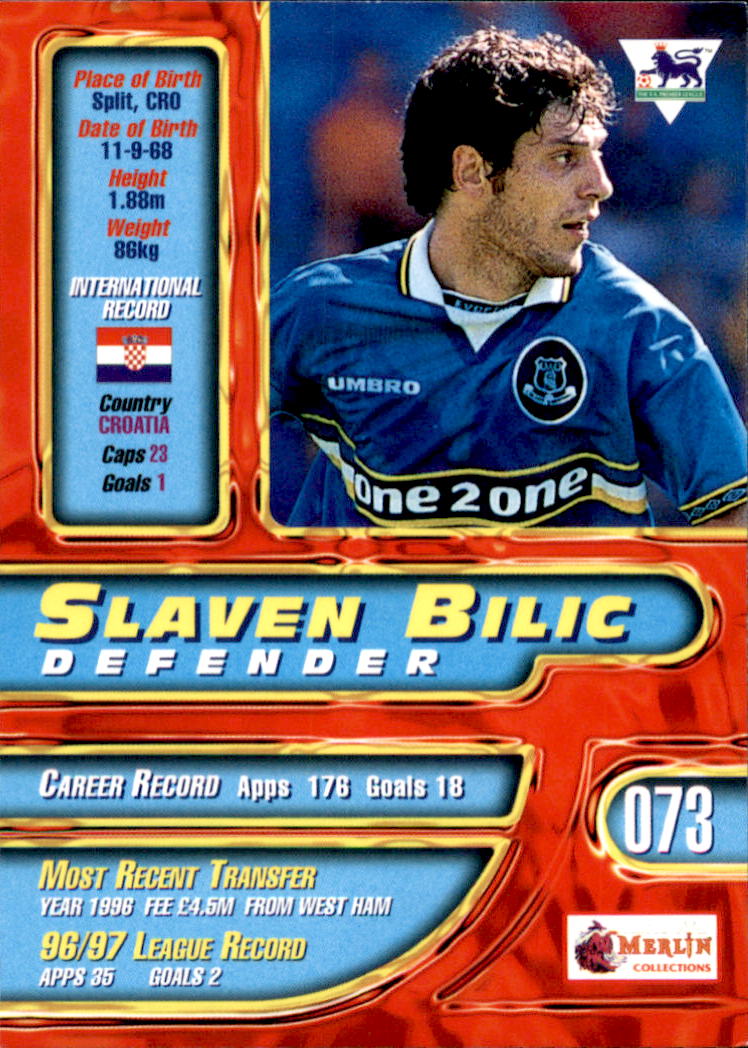 1997-98 Merlin Premier Gold #73 Slaven Bilic