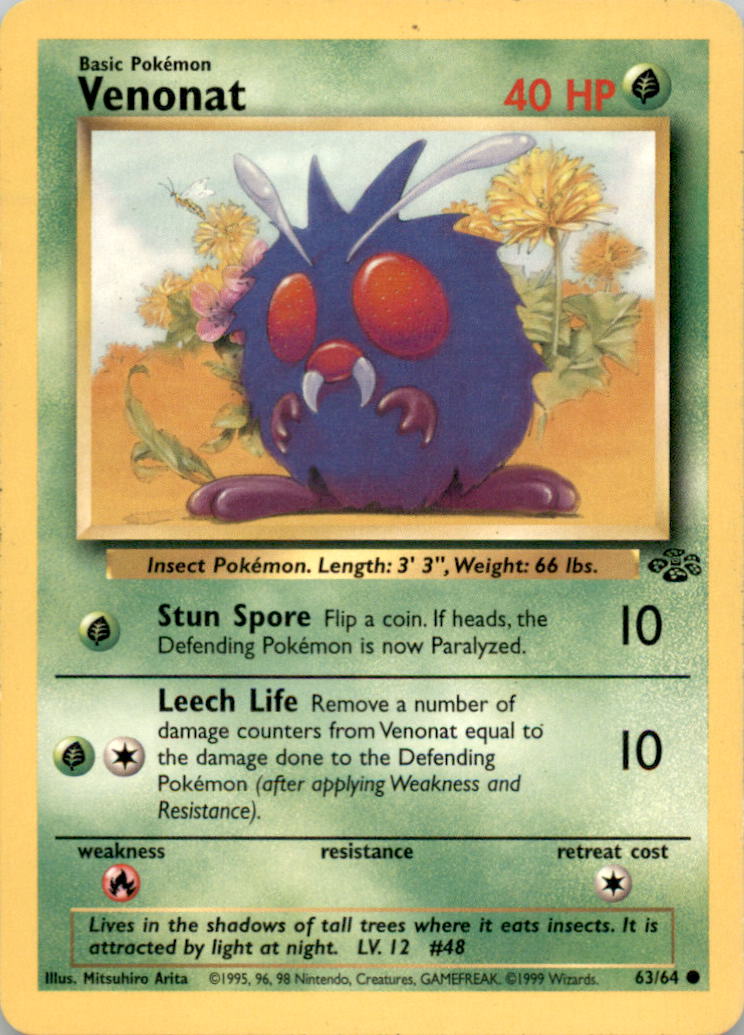 Venonat Common Jungle 63/64 NM 63/64 JU
