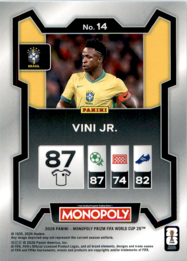 2026 Panini Prizm Monopoly FIFA World Cup #14 Vini Jr. - Back