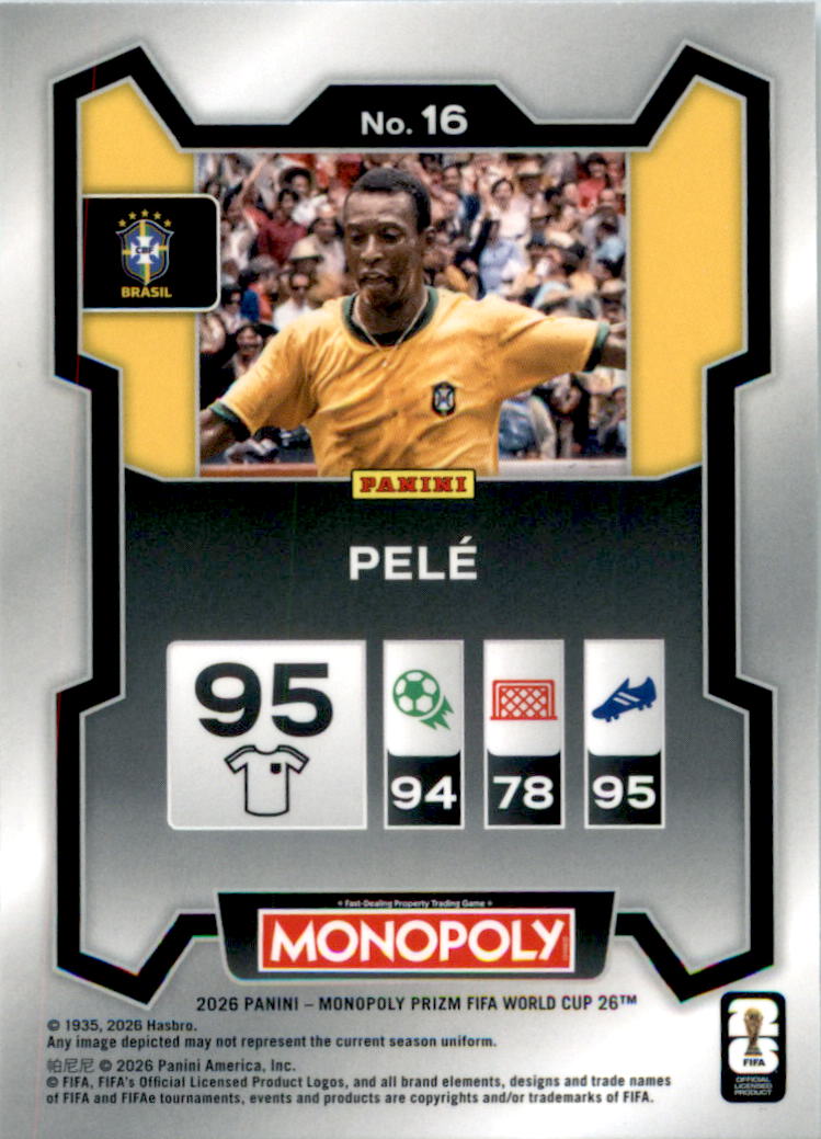 2026 Panini Prizm Monopoly FIFA World Cup #16 Pele - Back