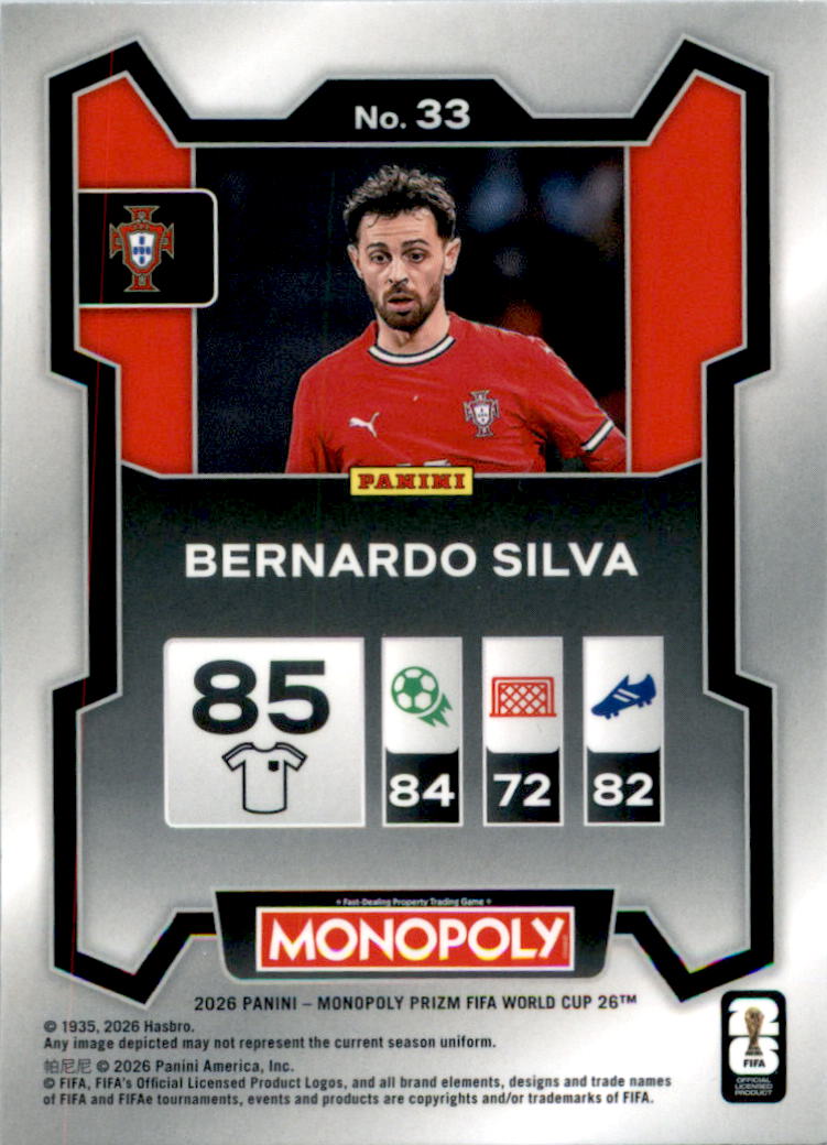 2026 Panini Prizm Monopoly FIFA World Cup #33 Bernardo Silva - Back