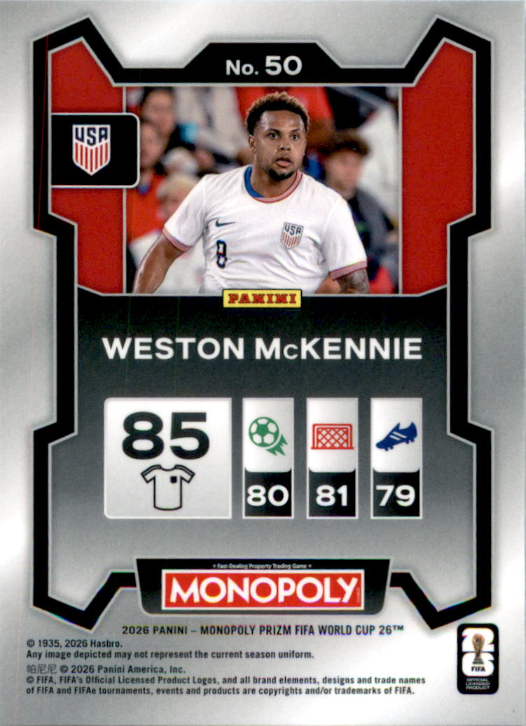 2026 Panini Prizm Monopoly FIFA World Cup #50 Weston McKennie - Back
