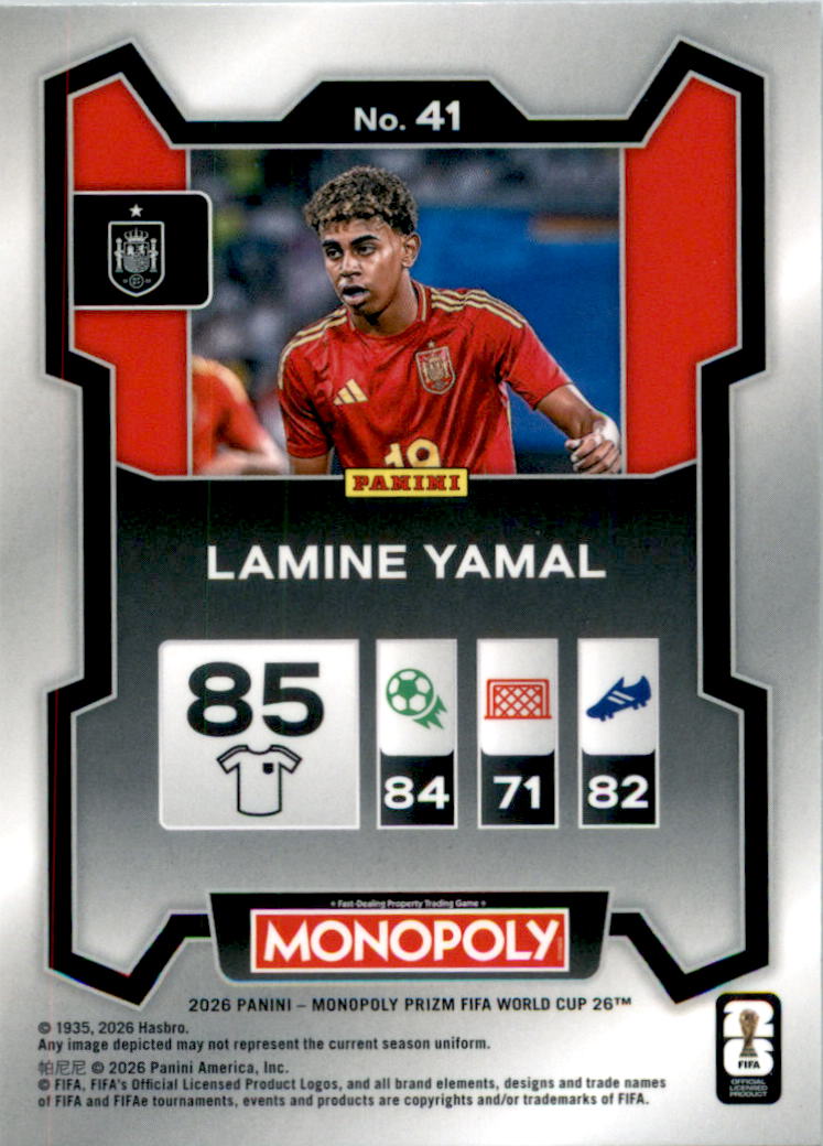 2026 Panini Prizm Monopoly FIFA World Cup #41 Lamine Yamal - Back