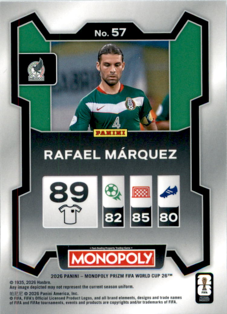 2026 Panini Prizm Monopoly FIFA World Cup #57 Rafael Márquez - Back
