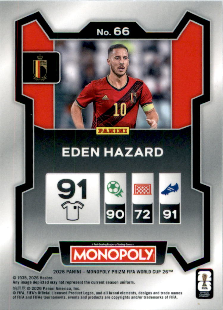 2026 Panini Prizm Monopoly FIFA World Cup #66 Eden Hazard - Back