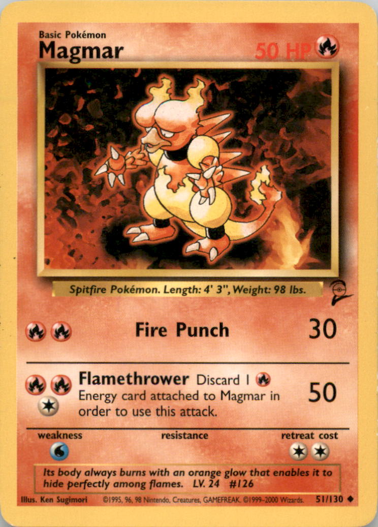 Magmar Uncommon Base Set 2 051/130 NM  051/130 BS2
