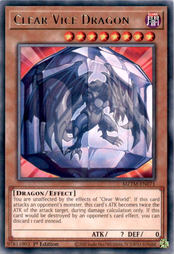 Clear Vice Dragon Rare Maze of the Master MZTM-EN071 NM  MZTM-EN071 MZTM