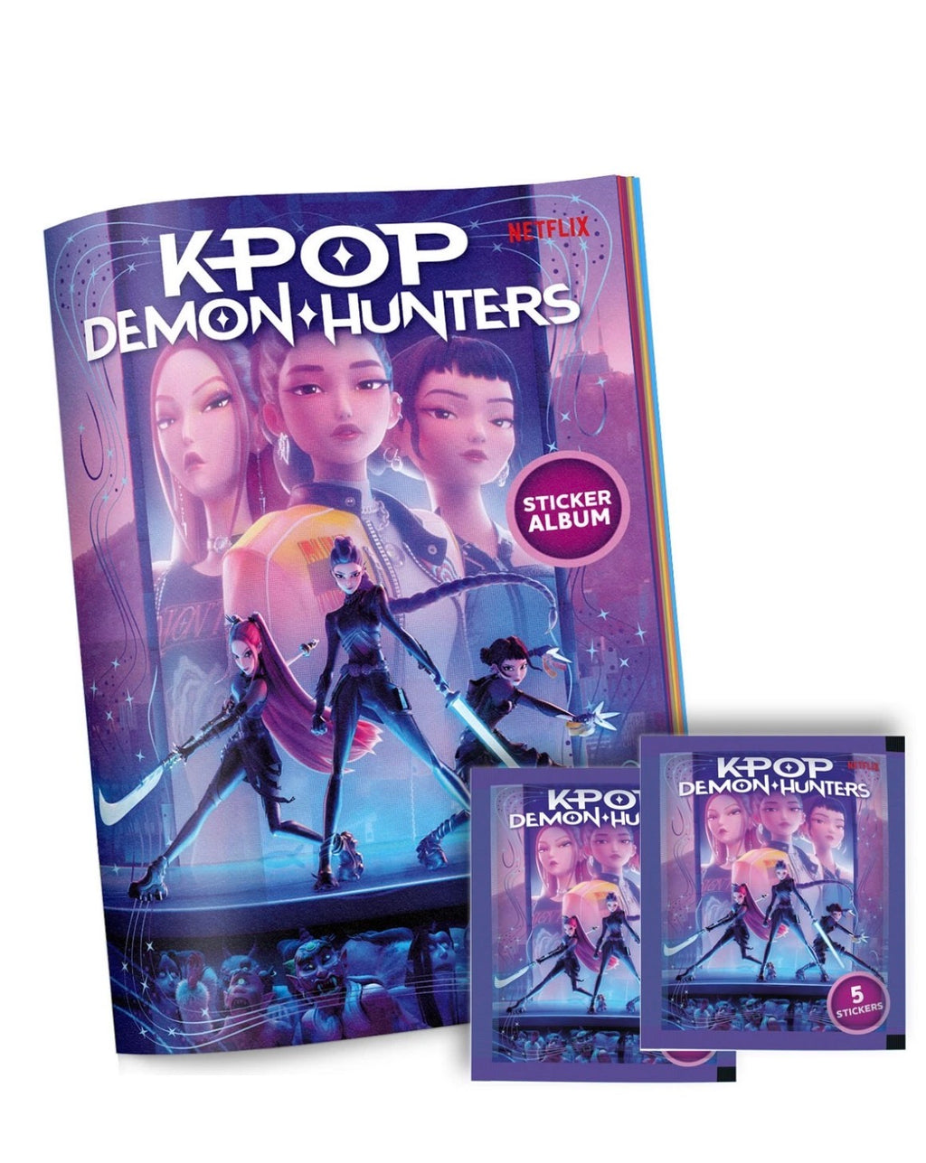 KPop Demon Hunters Sticker Album + 2 Sealed Packs | Netflix Official