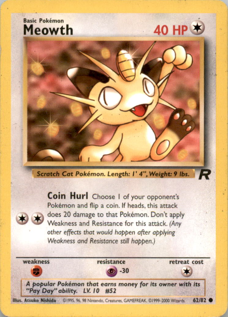 Meowth Common Team Rocket 62/82 NM 62/82 TR