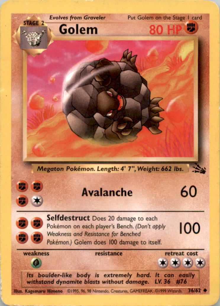 Golem Uncommon Fossil 36/62 NM 36/62 FO