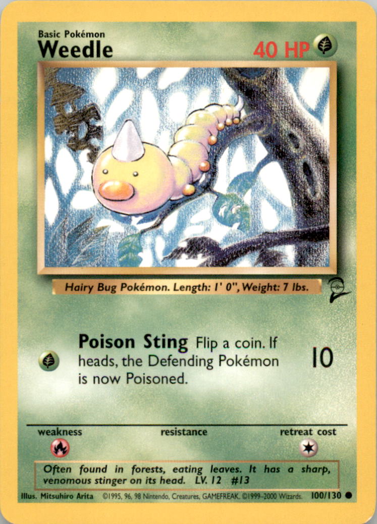 Weedle Common Base Set 2 100/130 NM  100/130 BS2