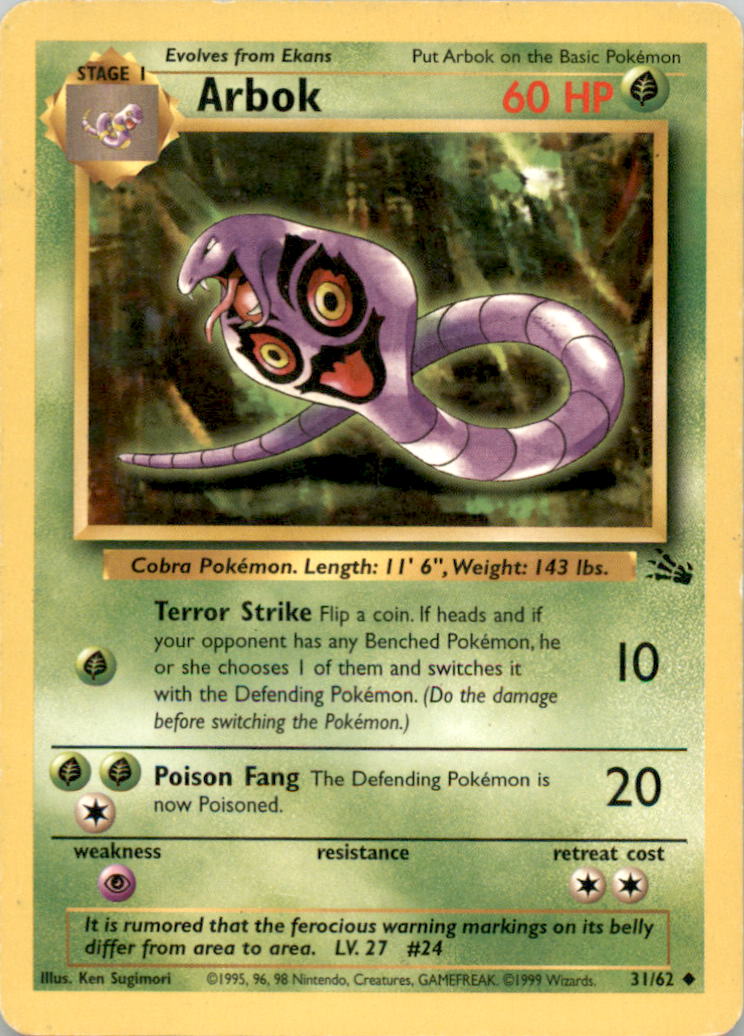 Arbok Uncommon Fossil 31/62 NM 31/62 FO