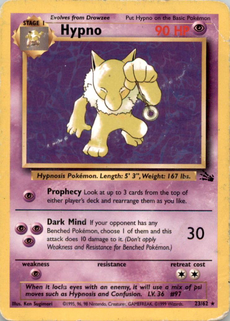 Hypno (23) Rare Fossil 23/62 NM 23/62 FO