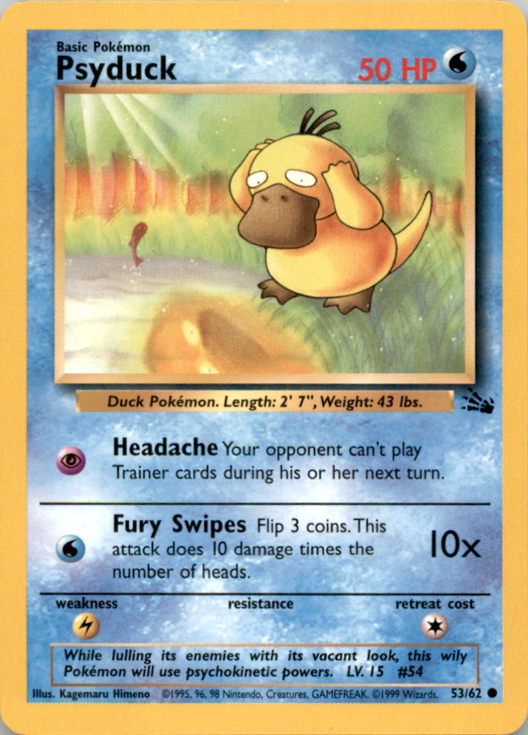 Psyduck Common Fossil 53/62 NM 53/62 FO