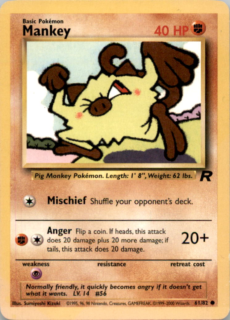Mankey Common Team Rocket 61/82 NM 61/82 TR