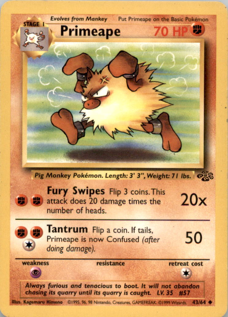 Primeape Uncommon Jungle 43/64 NM 43/64 JU